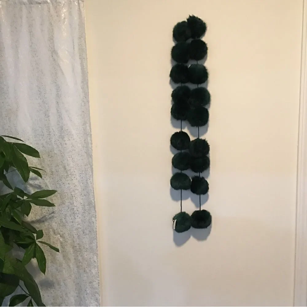 Hunter Green Shimmer Faux fur Ball Scarf